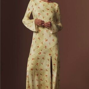 BHLDN DANI LONG-SLEEVE OPEN-BACK FIT & FLARE MAXI DRESS